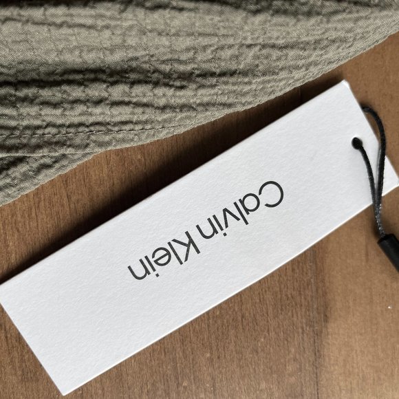 NWT: Calvin Klein Crinkle Belted Shirt Dress - Picture 6 of 10